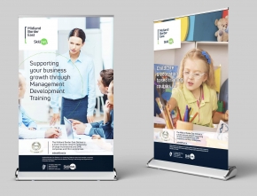 Long Life Higher Quality Wider Pullup & Rollup Display Banners – MBE Skillnet